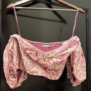 Pink Floral Off-Shoulder Crop Top {NWT}
